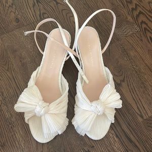 Loeffler Randall Dahlia Pearl Pleated Bow Heel size 8.5 in Ivory Pearl